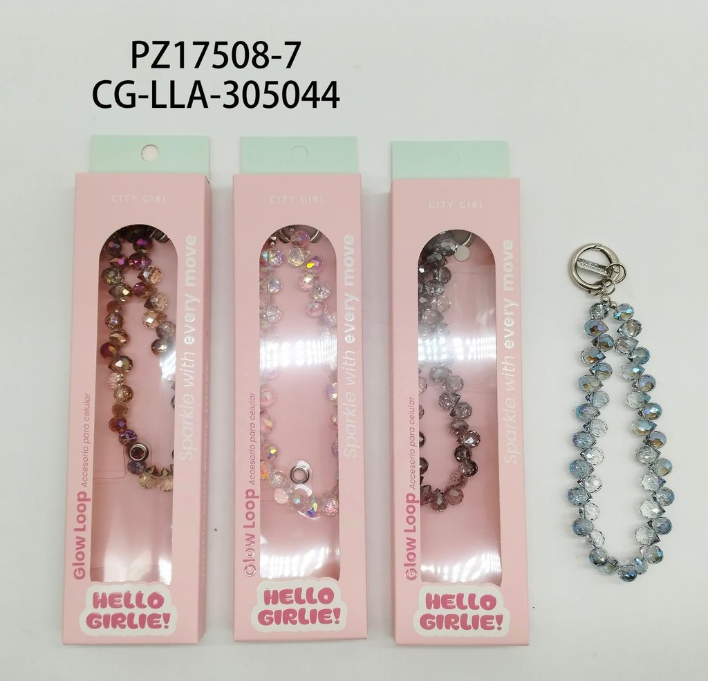 [PG-PZ17508-7] LLAVERO PERLITAS PARA TELEFONO CITY GIRL