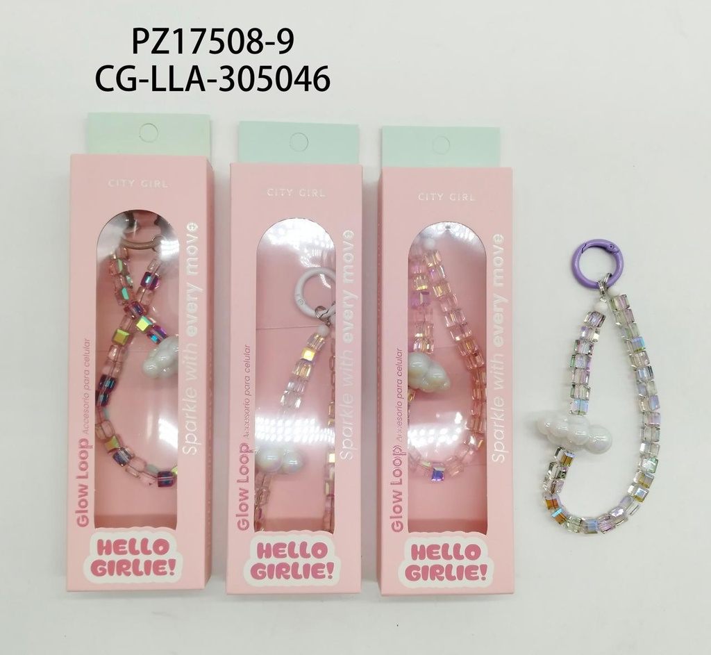 [PG-PZ17508-9] LLAVERO PERLITAS PARA TELEFONO CITY GIRL