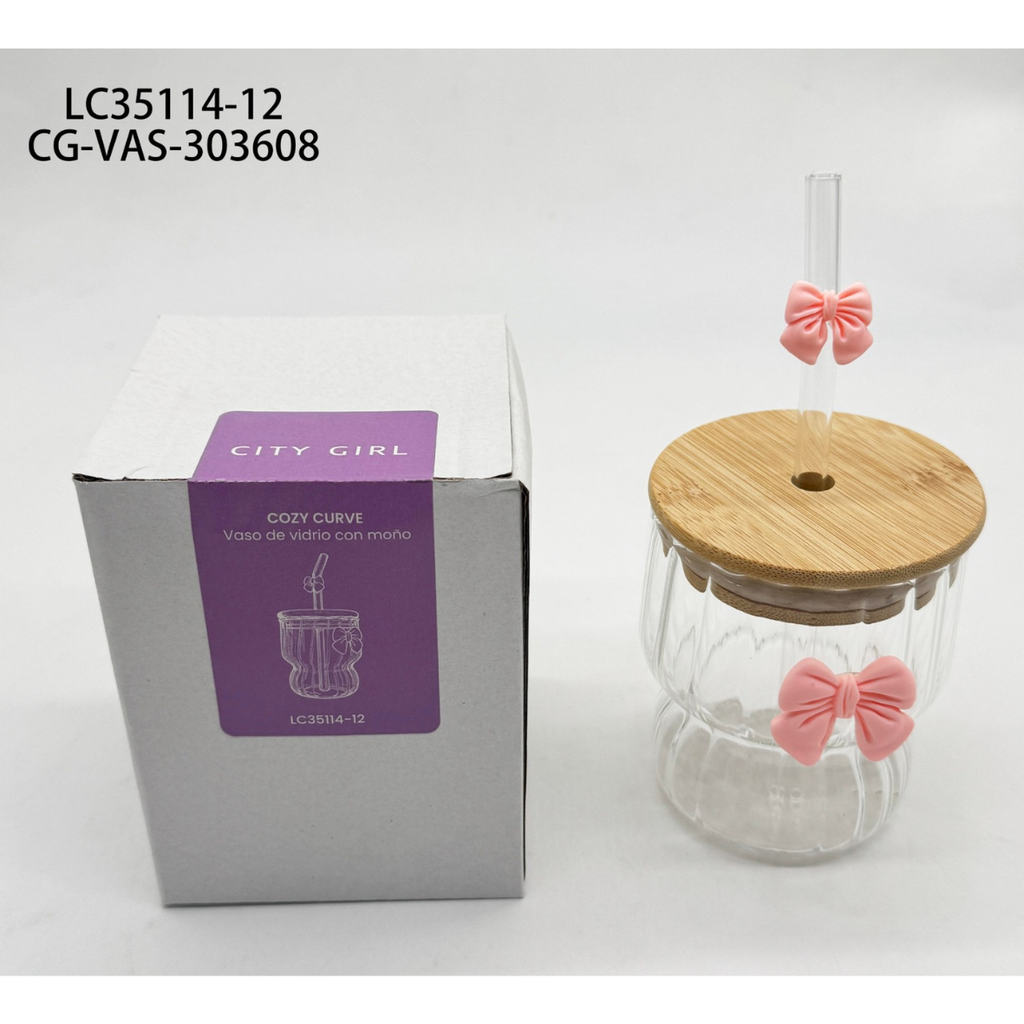 [PG-LC35114-12] VASO DE VIDRIO CON MOÑO CITY GIRL – 260ML