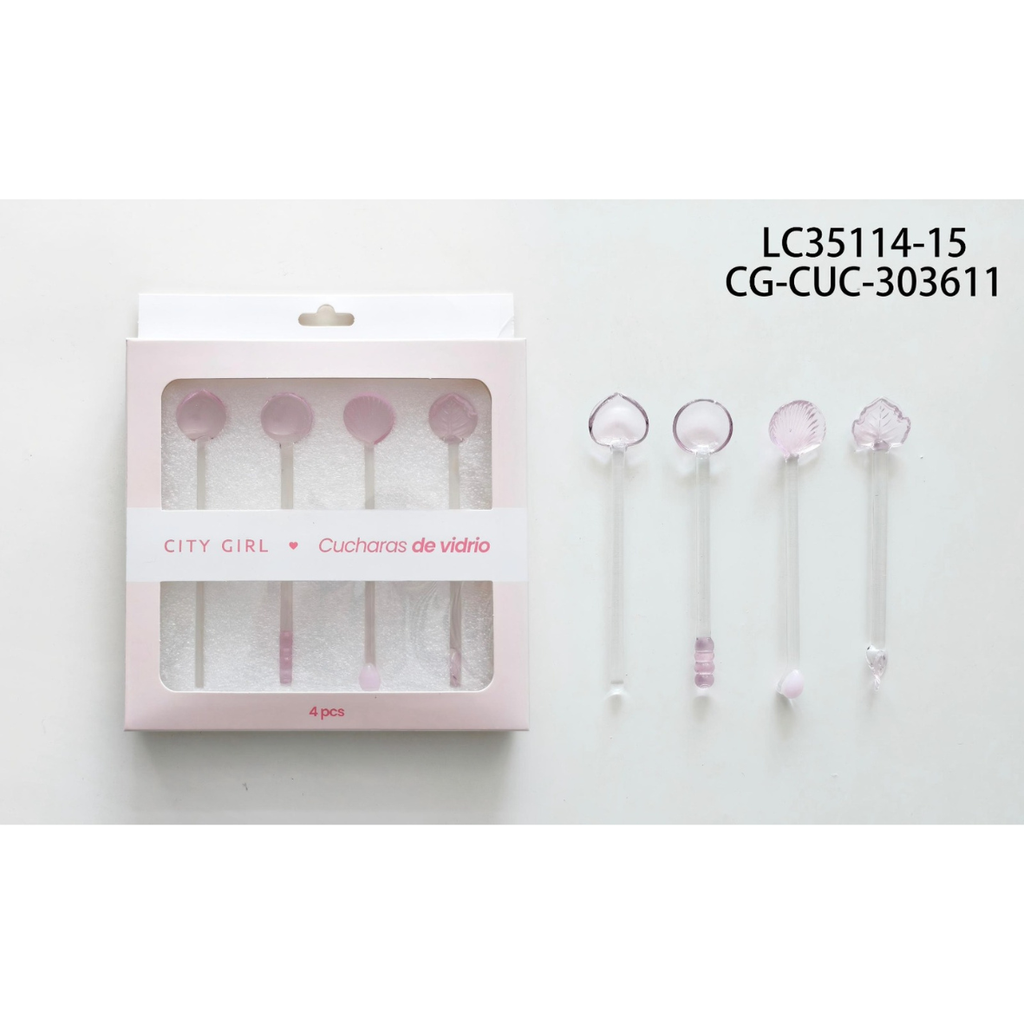 [PG-LC35114-15] SET DE CUCHARITAS DE VIDRIO CITY GIRL – 4PCS