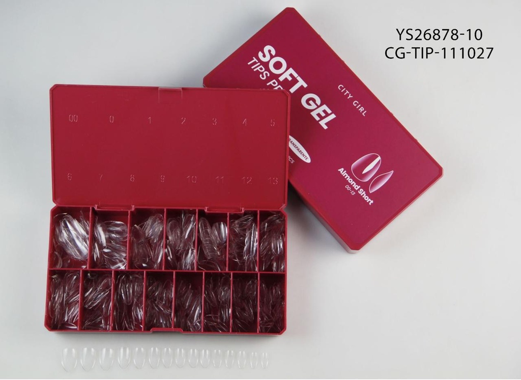 [PG-YS26878-10] SOFT GEL TIPS PRO ALMOND SHORT 510PCS CITY GIRL
