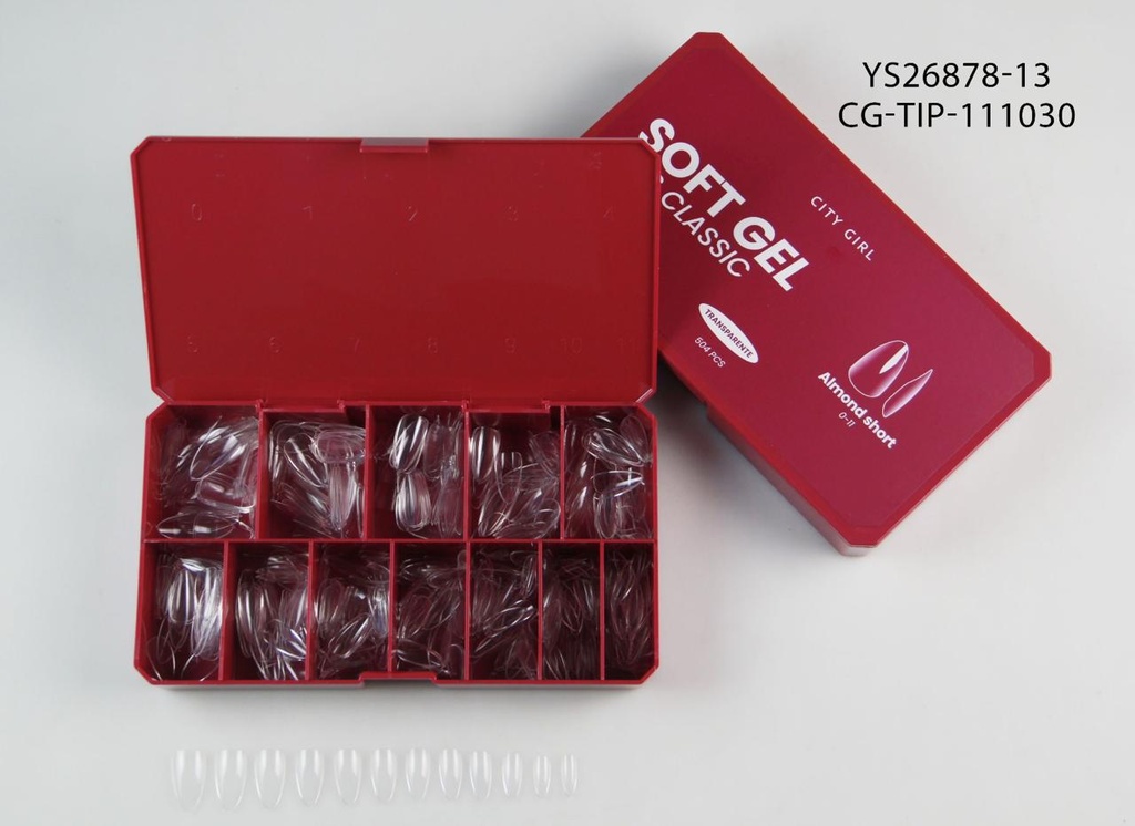 [PG-YS26878-13] TIPS CLASICOS SOFT GEL ALMOND SHORT 504PCS CITY GIRL