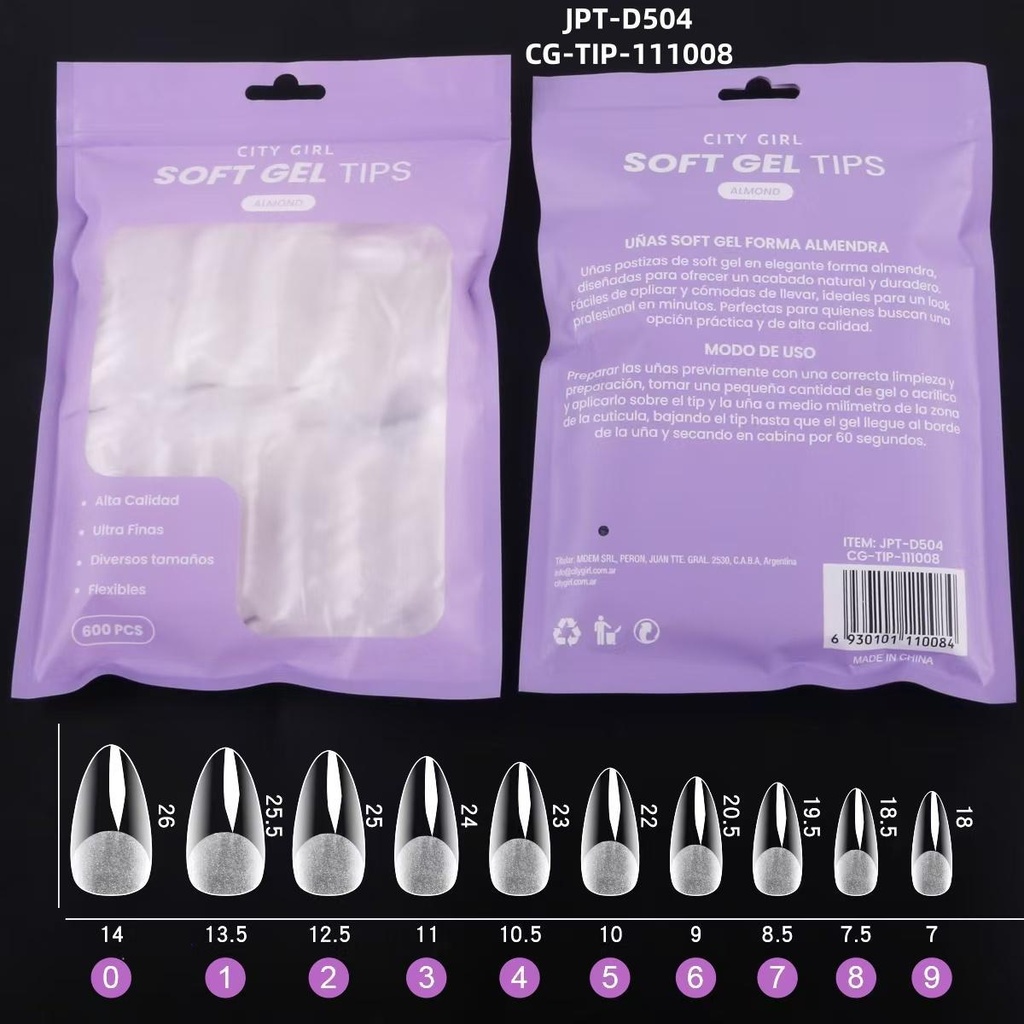 [PG-JPT-D504] TIPS SOFT GEL EN BOLSA 600PCS CITY GIRL