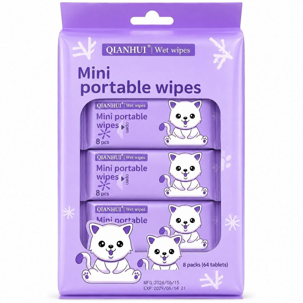 Toallitas humedas x8 packs GATITO VIOLETA QIANHUI