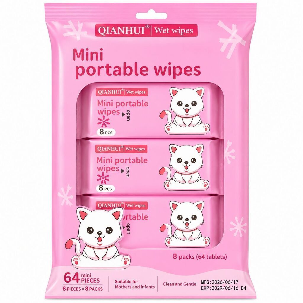 Toallitas humedas x8 packs GATITO ROSA QIANHUI