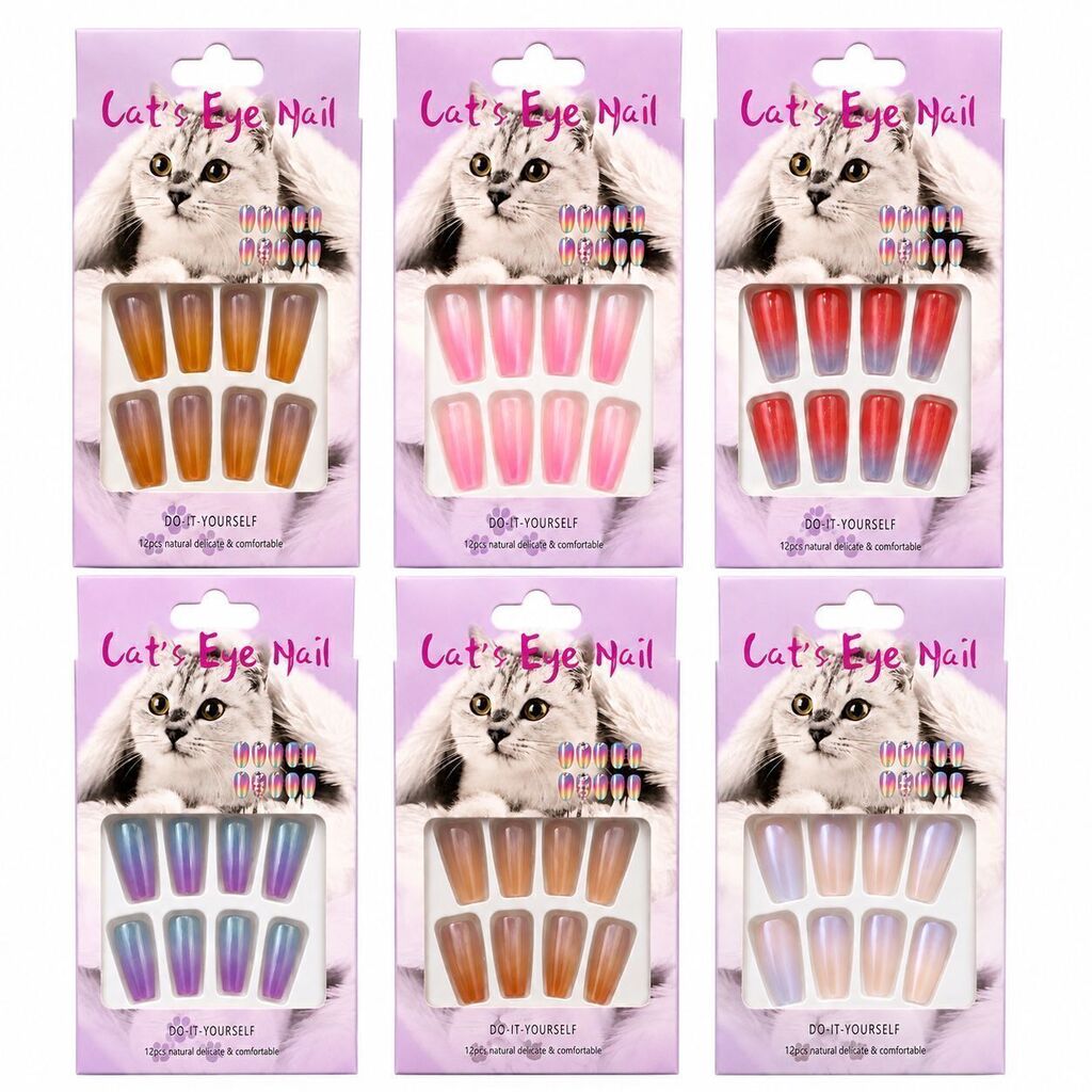 [PL-066014] Uñas postizas con diseño SURTIDO CATS EYE AIL