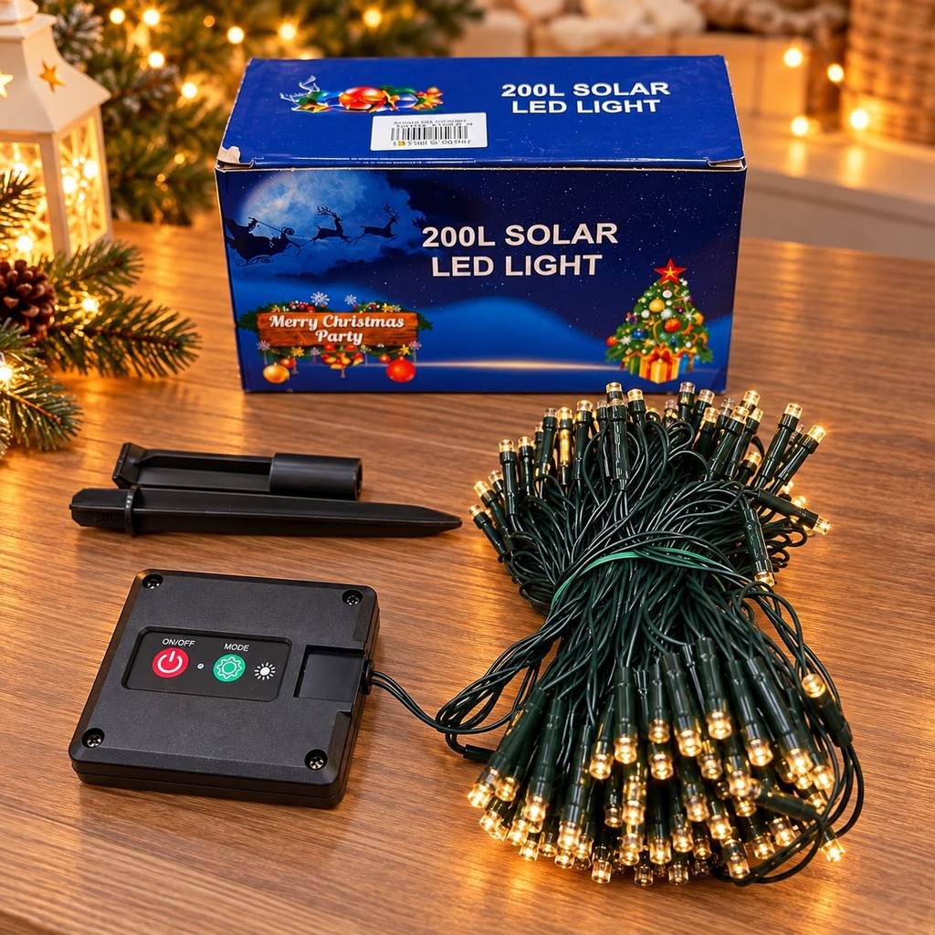 LUCES NAVIDAD 200L 22M SOLAR CALIDA