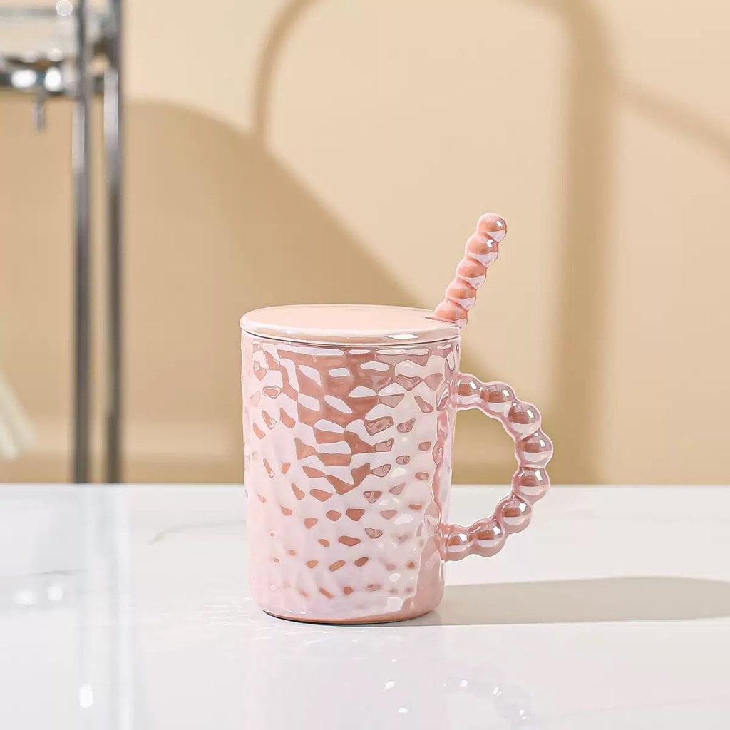 [PY-C-4032] TAZA CON TAPA Y CUCHARITA CERAMICA