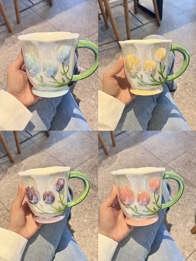 [PY-C-4037] TAZA CERAMICA TULIPANES