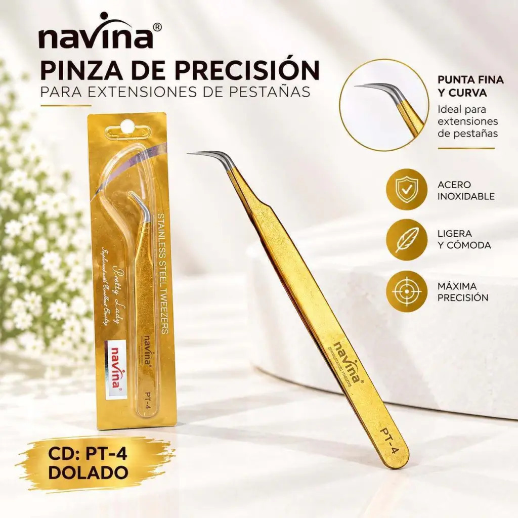 PINZAS PARA PESTAÑAS DOLADO NAVINA