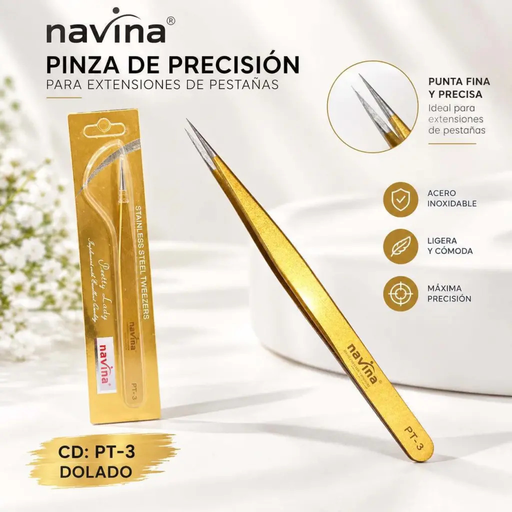 PINZAS PARA PESTAÑAS DOLADO NAVINA