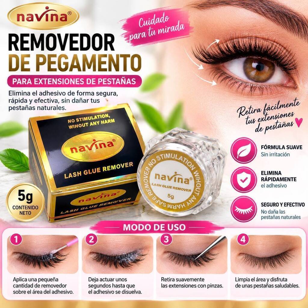 REMOVEDOR EN CREMA PARA EXTENSION PESTAÑAS NAVINA 5GR