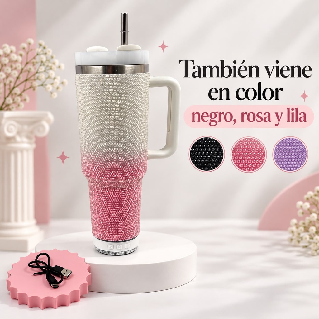 VASO STRASS CON PARLANTE