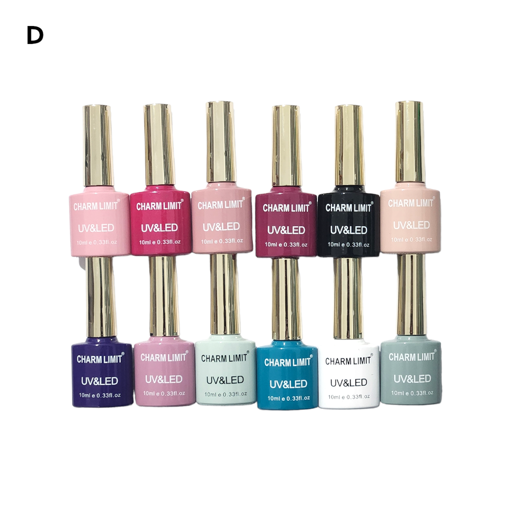 esmaltes de/para uñas semipermanente Charm limit tapa dorada ___ PACK X12