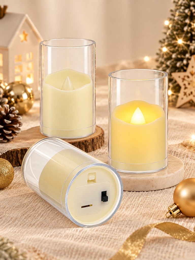VELA LED CON VASO 6 CM