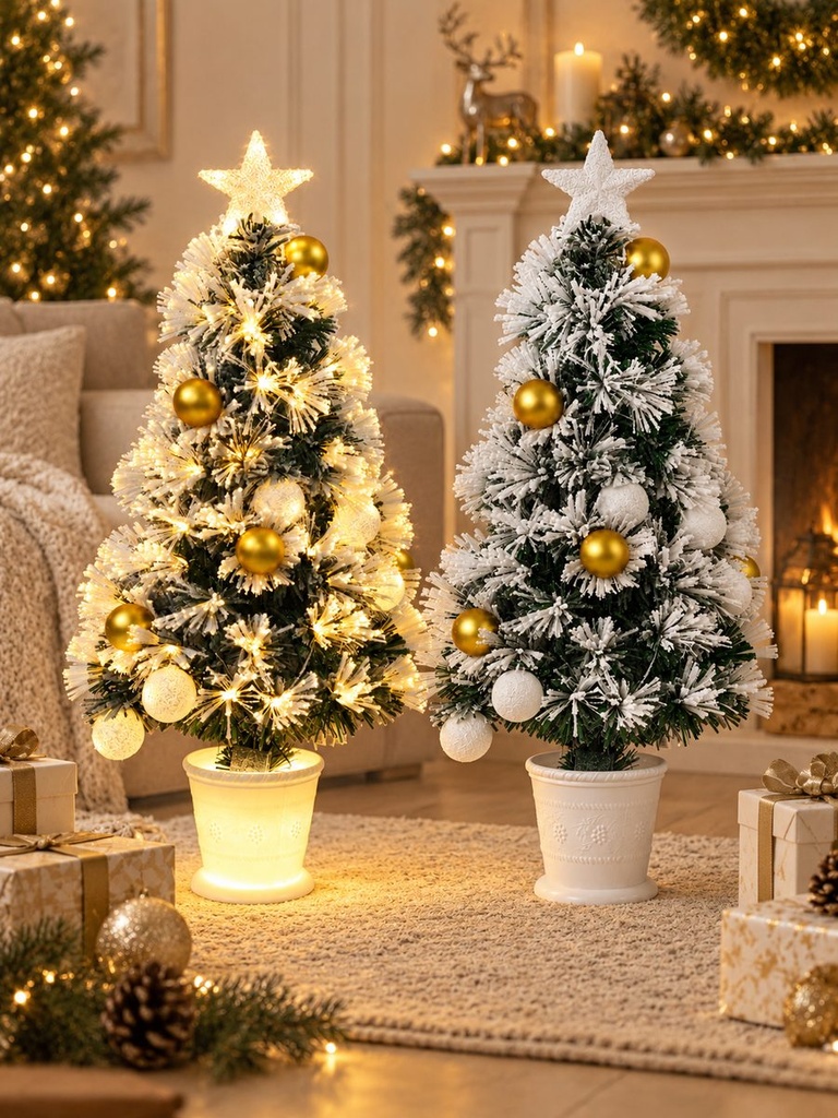 ARBOL NEVADO CON LUCES Y MACETA 90 CM