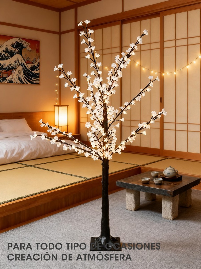 ARBOL DECORATIVO CEREZO CON LUZ 15 M