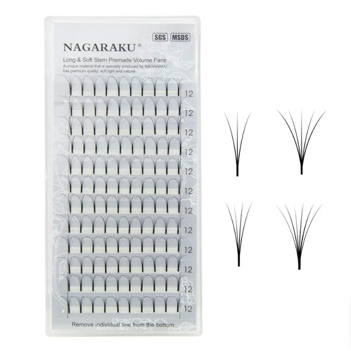 extensiones de/para pestañas Nagaraku  0.07D mix abanico prearmado 4D