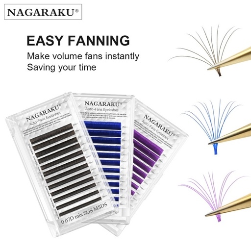 extensiones de/para pestañas Nagaraku 0.07D tecnologicas abanico prearmado mix color 8-15mm
