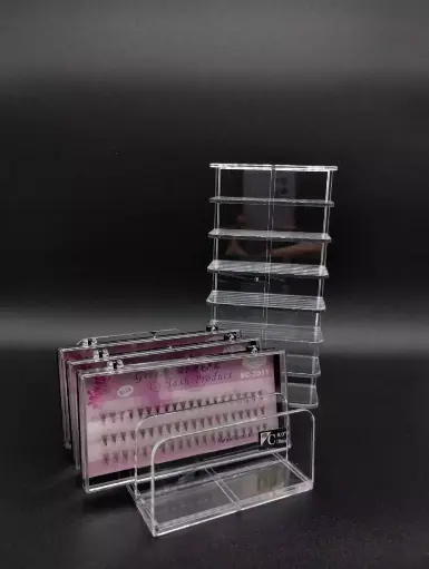 [PL-08592] exhibidor organizador de acrilico para maquillajes accesorios con separadores chico