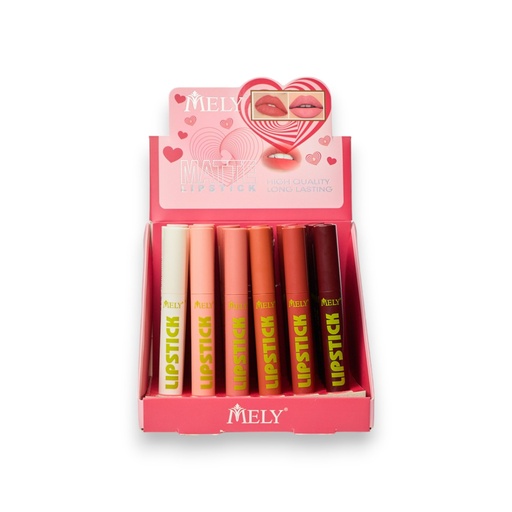 [PM-814011-TA] lip gloss labial Matte Lipstick High Quality MELY Linea  A ___CAJA X24 PCS