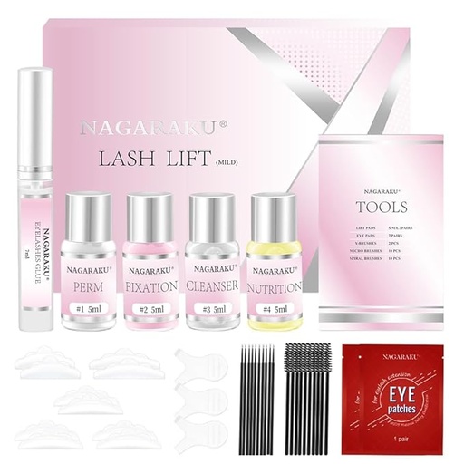 Kit de lifting elevación de/para pestañas + nutrición + limpiador Nagaraku