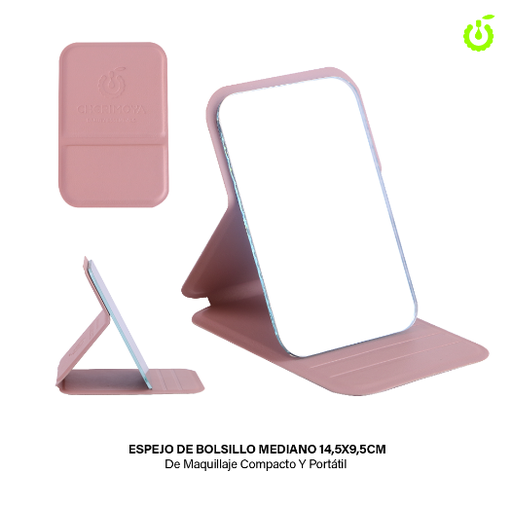 [BH013009] Espejo Plegable Rosa 145x95mm Mediano CHERIMOYA___PACK X25