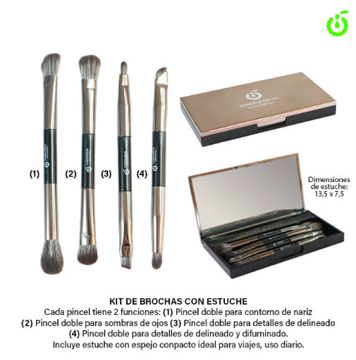 [BH006101] Kit estuche 4 pinceles para sombras CHERIMOYA ___PACK X6 