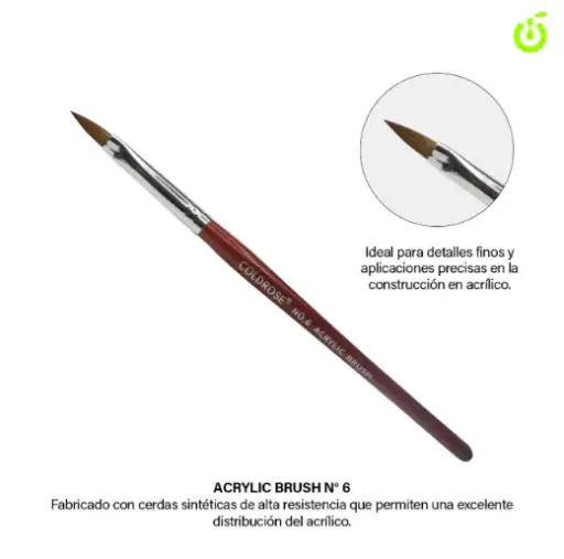 [CR000062] Pincel acrilico #6 coldrose CHERIMOYA___ PACK X12 