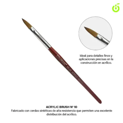 [CR000064] Pincel acrilico #10 coldrose CHERIMOYA ___PACK X12 