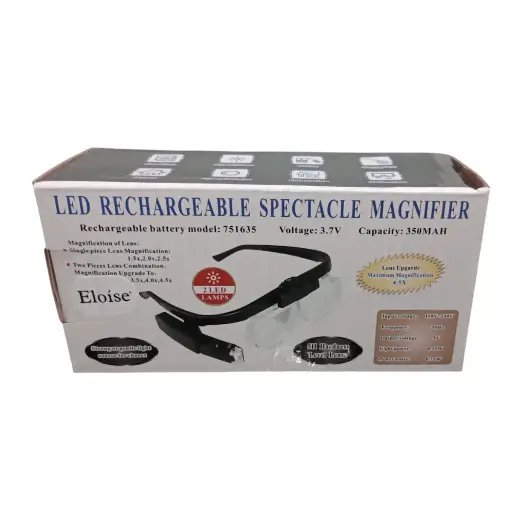 [PL-016672] Anteojos con lupa + luz led recargable ELOISE