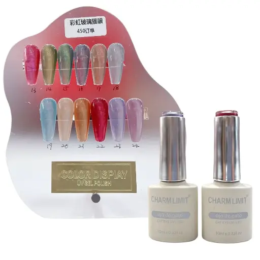 [SUE0245] Esmaltes Ojo de gato Cristal Arcoíris___Pack X12