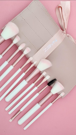 [S-5213] Set X12 Brochas de/para maquillaje en estuche NAEZ 