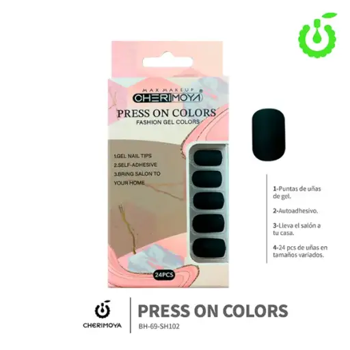 [SUBH001205-1] Press on nails Cuadrado 69-YS velvet 24pcs CHERIMOYA