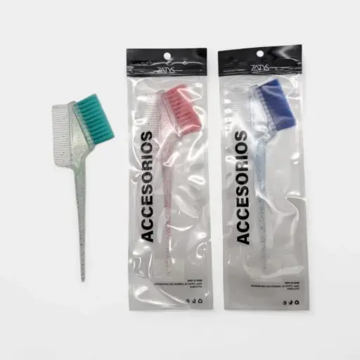 [PG-26454-15-Z] brocha para Tintura + peine ___ PACK X5