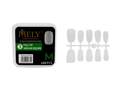 [PM-Z108M] Uñas postizas forma cuadrada 100PCS talla S M L MELY___PACK X6UND 