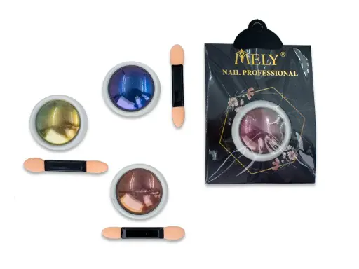 [PM-014KS]  Polvo camaleon para uñas MELY___ PACK X3PCS  