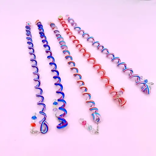 [PY-9475X12]  Aplique Rizado Bicolor de/para Trenzas___ Pack X12Und