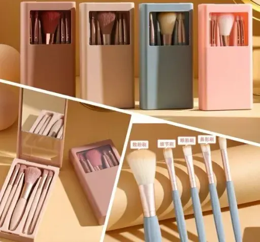 [SSA-6754] Brochas De/Para Maquillaje x5 en Cajita y con Espejo