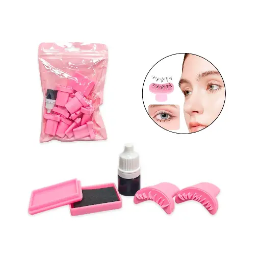 Sello de silicona para pestañas postizas mas tinta___PACK X5