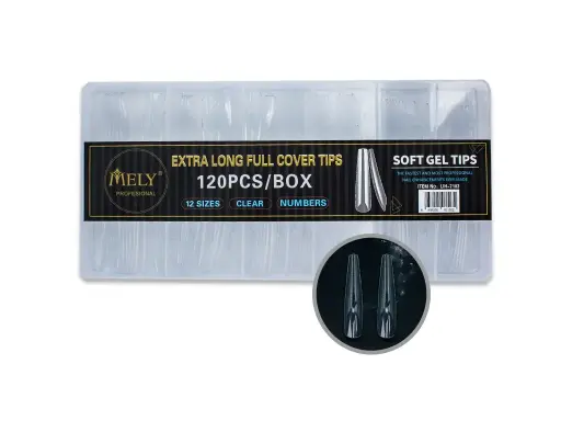 Uñas postizas para soft gel extralargas coffin 120pcs MELY___PACK X3 