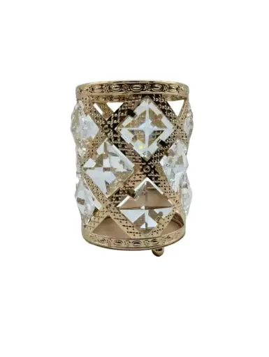 porta pinceles dorados con diamantes