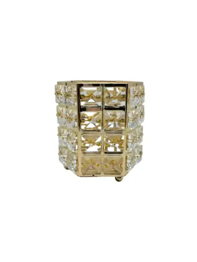 porta pinceles dorados con diamantes