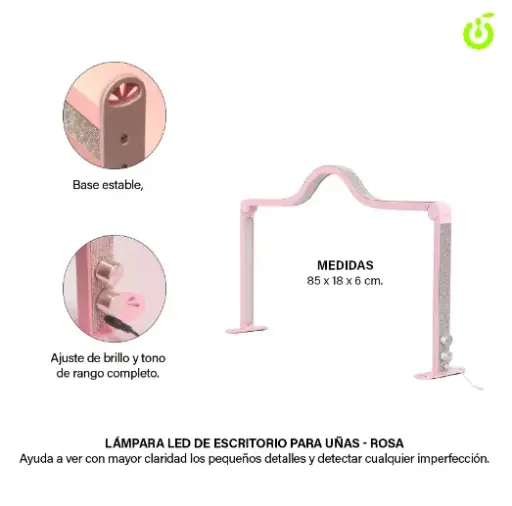 Lampara Led de mesa Rosa para manicura Cherimoya  