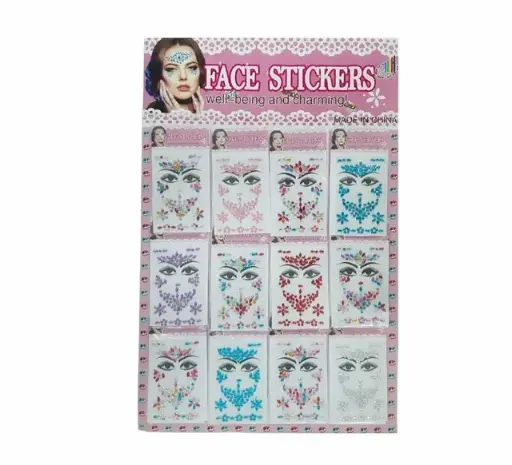 [PE-10TZA412LT-B] Strass para la cara blister x12Uds SURTIDO