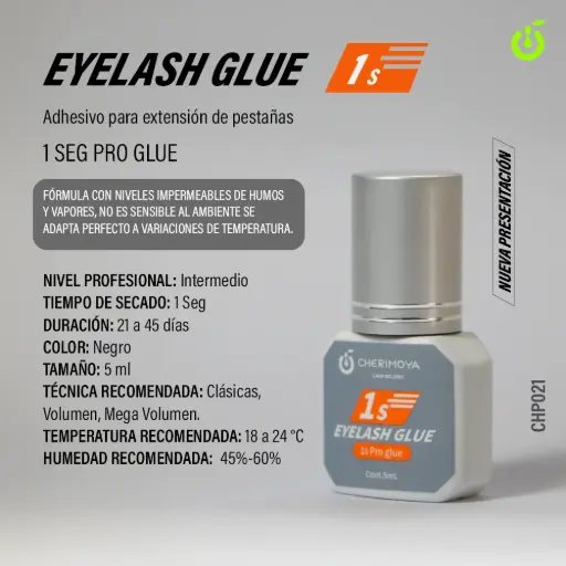 [CHP021]  Adhesivo para extensión de pestaña 5ml pro glue 1s Cherimoya___Pack X6