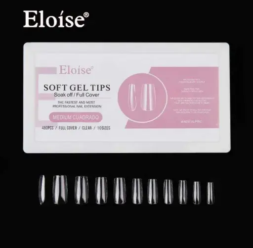 [PE-JPA1 MCU480] Tips soft gel MEDIUM CUADRADO x480 en caja ELOISE 