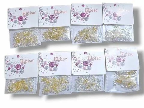[PE-10ZJJA9SP6863] Strass para uñas con diamantitos y perlas ELOISE ___ PACK X12
