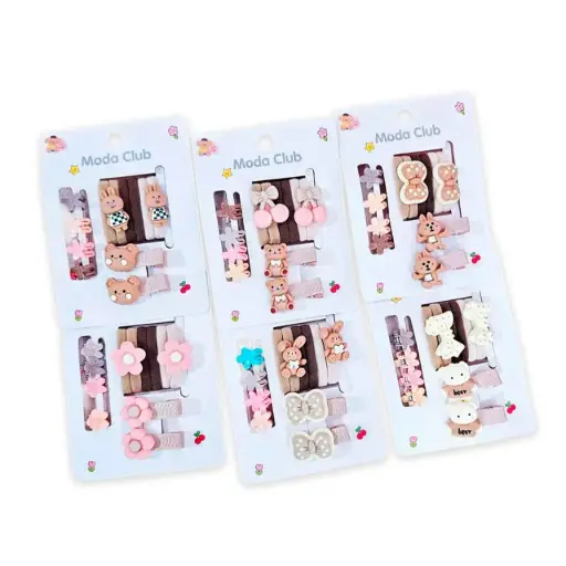 [PM-UT527038] Set de colitas + mini broches infantil ___PACK X6 