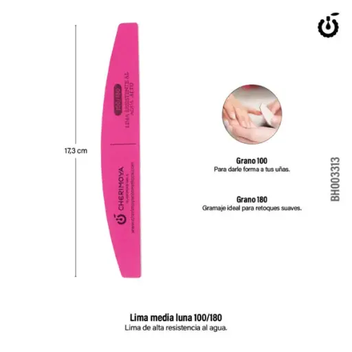 [BH003313] H009 Lima Media Luna RESISTENTE AL AGUA ROSA 100/180___Pack X12